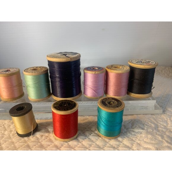 Vintage Sewing Thread Wood Spools set of 9 #14 - Picture 3 of 8